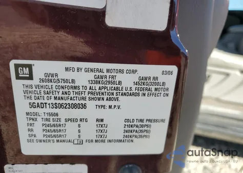 2006 Buick Rainier Cxl from USA, damaged, VIN 5GADT13S062308036